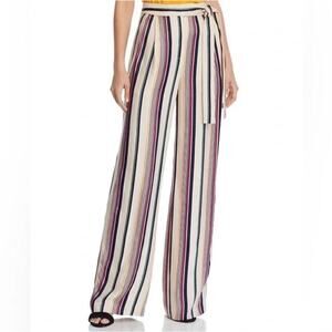 Karen Millen Women’s High Waisted Wide Leg Striped Tie Waist‎ Pants Size 8 Multi